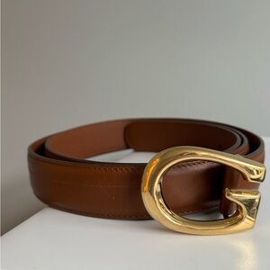 Gucci Brown Leather Belt with Gold G Buckle